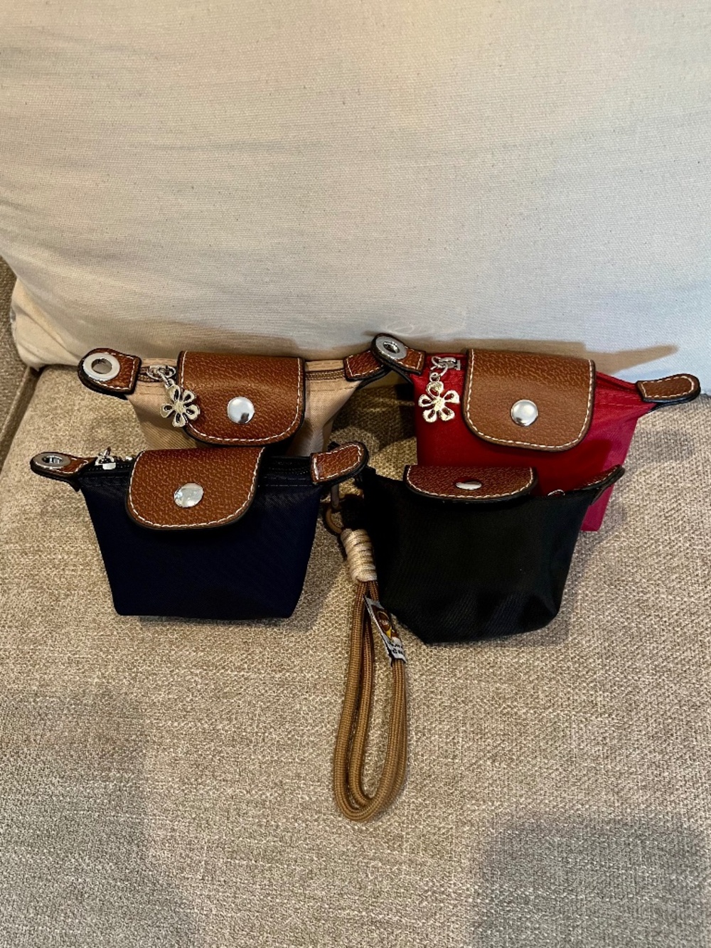 Mini Nylon Dumpling Bag Dark Blue Detachable Nylon Wrist Strap Mini Wristlet - Picture 4 of 14